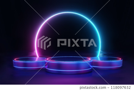 3d neon glowing scene background, 3 step blank neon illuminated stage podiums with purple light, futuristic concept, neon lights, showcase for product, ultraviolet 3d neon glowing scene background, 3 step blank neon illuminated stage podiums with purple light, futuristic concept, neon lights, showcase for product, ultraviolet 118097632