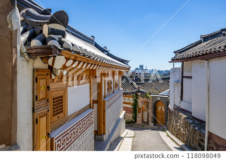 Bukchon Hanok Village in Seoul, South Korea Bukchon Hanok Village in Seoul, South Korea 118098049