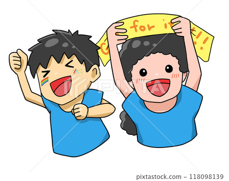 Illustration of people cheering for a sports team 1 118098139