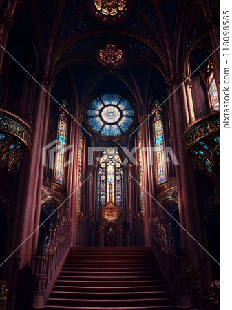 Ornate Cathedral Interior with Iconic Sacred Geometry and Gilded Accents 118098585