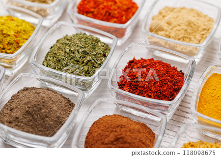 Various spices on the table Various spices on the table 118098675