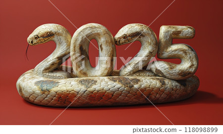 New year 2025 with golden snake theme on red background 118098899
