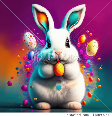 Easter bunny with easter eggs 118099234