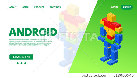 Web template with a android. Vector 118099546