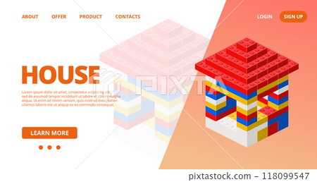 Web template with a house. Vector 118099547