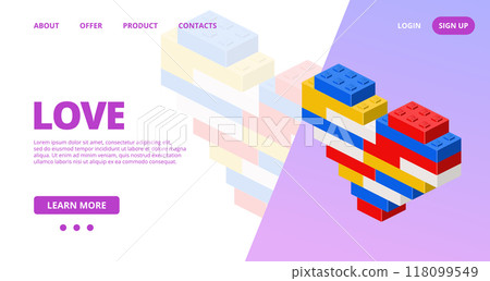 Web template with a color heart. Vector Web template with a color heart. Vector 118099549