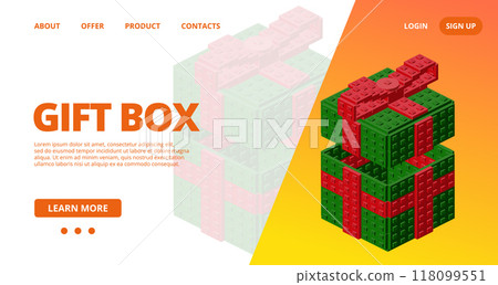 Web template with a gift box. Vector Web template with a gift box. Vector 118099551