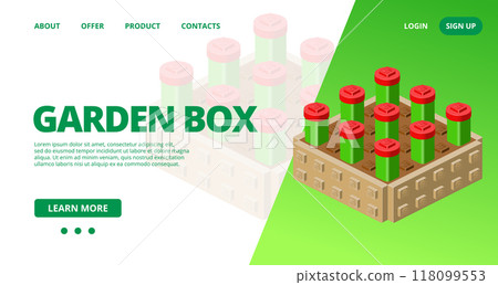 Web template with a garden box. Vector Web template with a garden box. Vector 118099553
