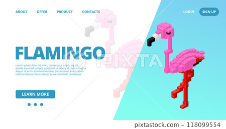 Web template with a flamingo. Vector Web template with a flamingo. Vector 118099554