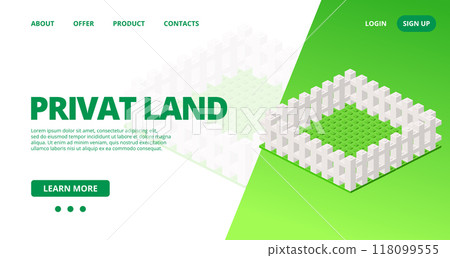 Web template with a private land. Vector 118099555