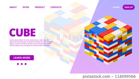 Web template with a cube. Vector Web template with a cube. Vector 118099566