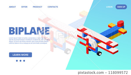 Web template with a biplane. Vector Web template with a biplane. Vector 118099572