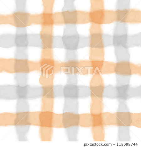 Orange Black Plaid Gingham Check Hand Drawn Background Overlay 118099744