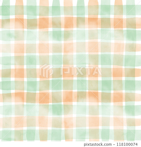 Orange Green Gingham Check Hand Drawn Background Overlay 118100074