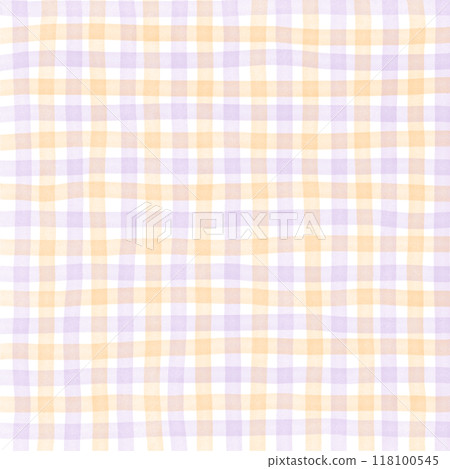 Orange Purple Plaid Gingham Check Hand Drawn Background Overlay 118100545
