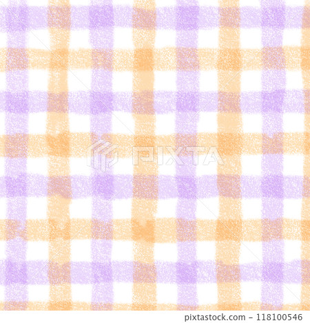 Orange Purple Plaid Gingham Check Hand Drawn Background Overlay 118100546