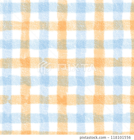 Orange Blue Gingham Check Hand Drawn Background Overlay 118101556