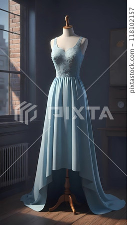 Beautiful dress on display mannequin in fashion studio  118102157