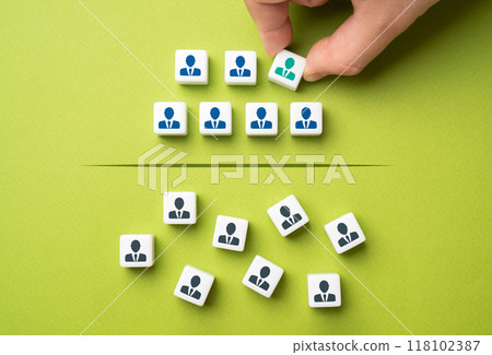 Assemble a team from a pool of candidates. Labor market, work with human resources. 118102387