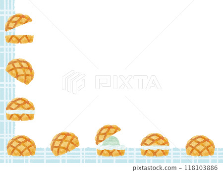 哈密瓜麵包框_蠟筆觸摸 哈密瓜麵包框_蠟筆觸摸 118103886