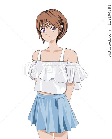穿藍色裙子的女孩 118104391