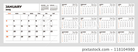 2025 月曆 12 個月套裝簡單桌曆 118104980