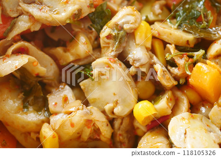 A delightful and colorful vegetable stirfry featuring fresh mushrooms, sweet corn, and more A delightful and colorful vegetable stirfry featuring fresh mushrooms, sweet corn, and more 118105326