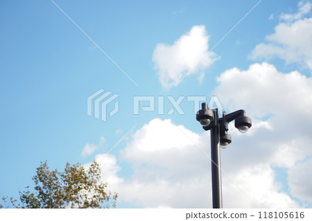 Close-up Of Security Camera On The Street. Close-up Of Security Camera On The Street. 118105616