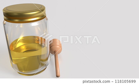 The Honey dipper stick and jar for food and health concept 3d rendering. 118105699
