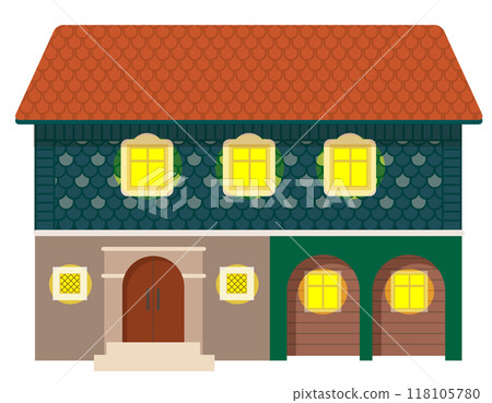 燈火通明的西方房子的向量圖 燈火通明的西方房子的向量圖 118105780