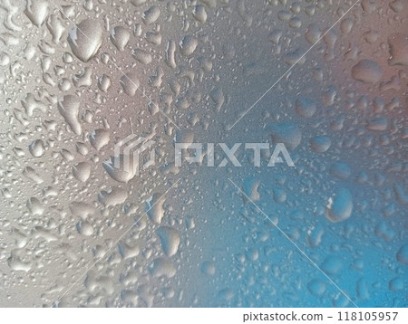 water drops on blue, grey and red gradient background 118105957