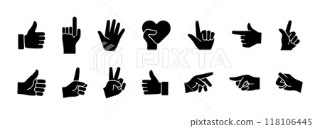 Various hand-shaped icon sets, hand icon vector. Various hand-shaped icon sets, hand icon vector. 118106445