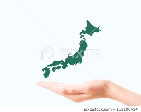 Image of Japan map and hand 118106454