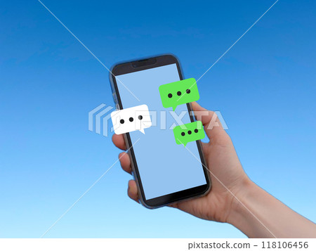 Image of conversations using mobile apps and SNS 118106456