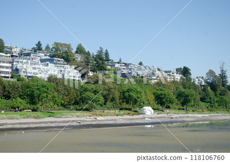 View of White Rock from the White Rock Pier in Surrey, BC, Canada View of White Rock from the White Rock Pier in Surrey, BC, Canada 118106760