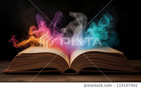 Photo image book with smoke rainbow Photo image book with smoke rainbow 118107402