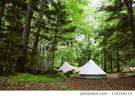 Hokkaido in summer, Onneto campsite, campsite, solo camping, lakeside campsite, silent lake, morning mist 118108119