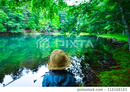 Hokkaido in summer, Onneto campsite, campsite, solo camping, lakeside campsite, silent lake, morning mist 118108183