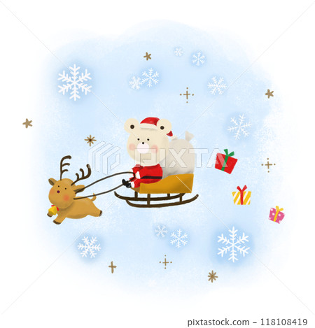 polar bear santa in the night sky 118108419