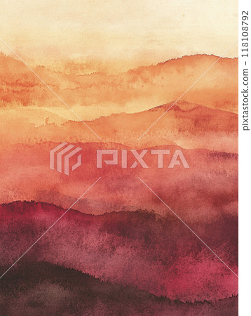 秋天的山水彩插圖AI圖像 118108792