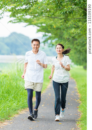 Senior couple doing jogging 118109190