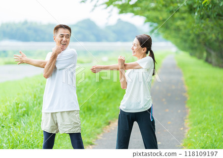 Senior couple walking Senior couple walking 118109197