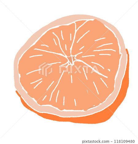 沒有線條畫的鉛筆繪畫風格的橘子的彩色插圖 118109480
