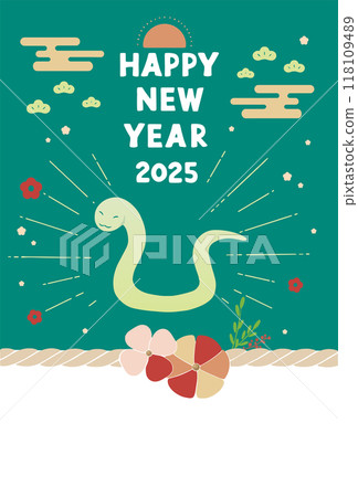 2025 Snake Year New Year's card template 2025 Snake Year New Year's card template 118109489