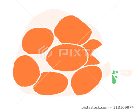 A pencil-style color illustration of a mandarin orange without line drawings A pencil-style color illustration of a mandarin orange without line drawings 118109974