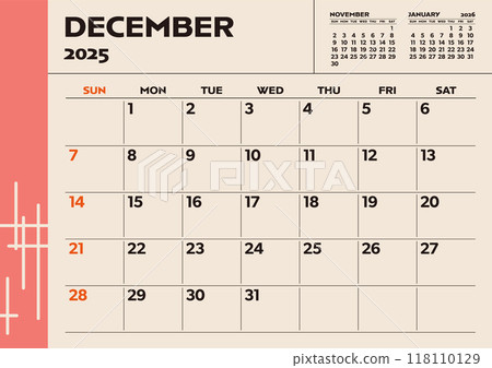 2025 Simple Desk Calendar (December) 2025 Simple Desk Calendar (December) 118110129