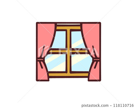 Illustration material of a window with curtains 118110716