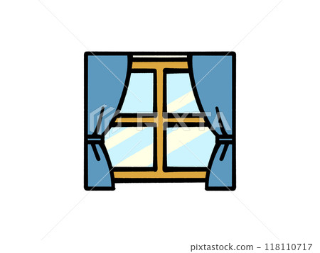 Illustration material of a window with curtains 118110717