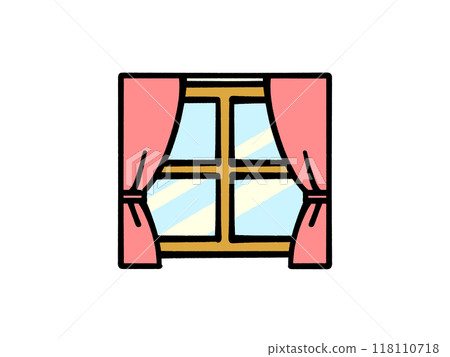 Illustration material of a window with curtains 118110718