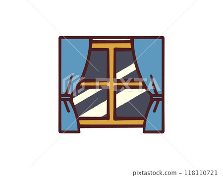 Illustration material of a window with curtains 118110721
